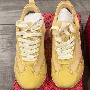 Tory Burch Yellow and Cream Sneakers